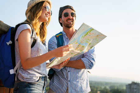 Honeymoon trip, backpacker tourist, tourism or holiday vacation travel concept.