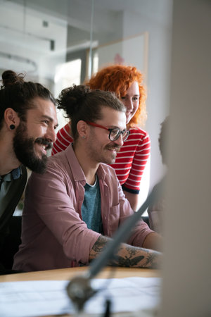 Developing programming and coding technologies. Programmer working in a software develop companyの写真素材