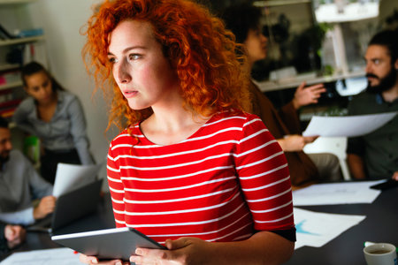 Success business woman with tablet, analytics and developer for startup business website IT softwareの写真素材