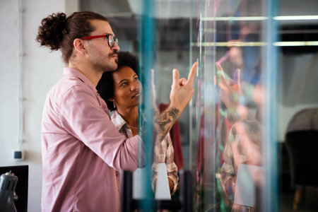 Group of young multiracial business people are working together in modern office. Freelancer conceptの写真素材