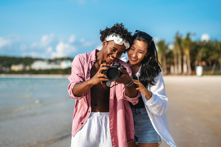 A young couple enjoying a romantic and joyful beach vacation, love, happiness, and deep connection