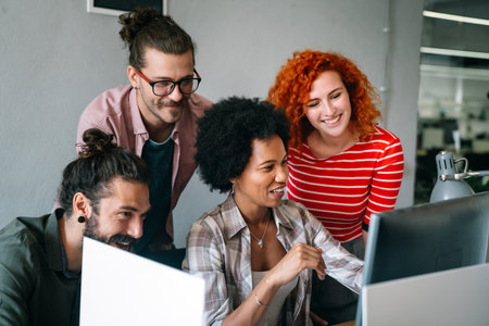 Software engineers working on project and programming in company. Startup business teamwork conceptの写真素材