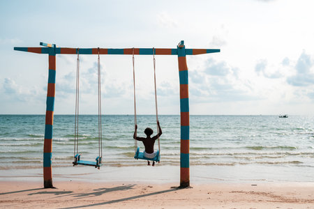 Confident and free, embracing life with joy at the beach. A solo adventure filled with happiness