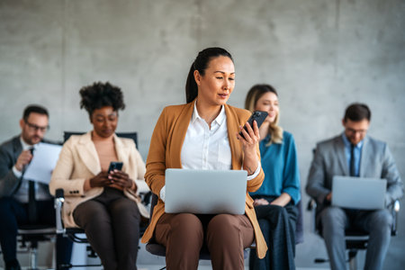 Group of business professionals having a meeting to discuss ideas and solutions for finance companyの写真素材