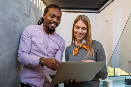 Artificial intelligence, programming innovation. Teamwork with laptops for future solutions