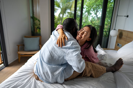 Mutual respect happy, successful relationship. Loving couple enjoying trust harmony and togethernessの写真素材