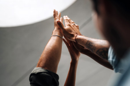 Group of successful multiethnic, diverse entrepreneurs and business people achieving goals togetherの写真素材