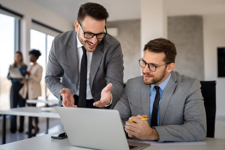 Business professionals explores artificial intelligence, machine learning, and data analyticsの写真素材