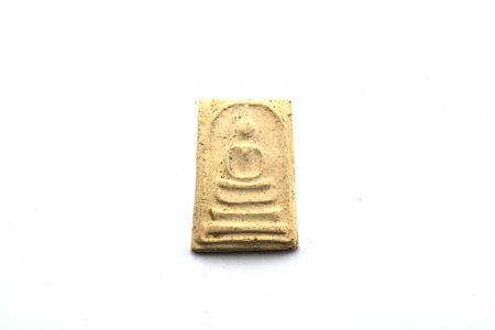 Front Old Thai Buddhist Amulet  A.D.1972 "Wat Rakhang Khositaram Woramahawiharn" Bangkok Thailand Commemorative 100 Yaerのeditorial素材