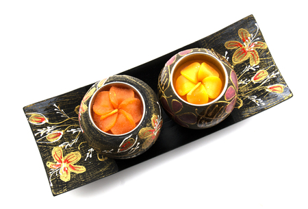 Thai art  Candle Holder Ship shape with Candlestick isolated on white background For the show or Spaの写真素材