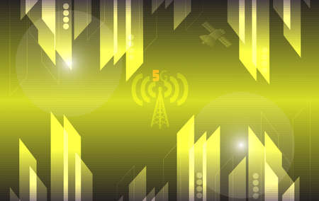 5G Technology Vector abstract background With red Colour. Website background. template background. 5G technology signal tower and satellite.のイラスト素材