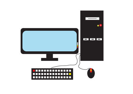 Personal computer vertor icon , Desktop computer  , The  shows the computer with ready-to-use equipment.のイラスト素材