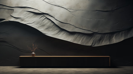 Black marble podium with smoke, 3d rendering. Computer digital drawing.の素材
