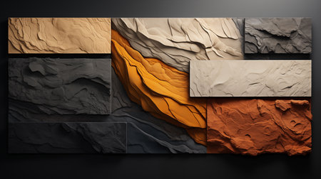 3d rendering of a collage of different color paper textures.の素材