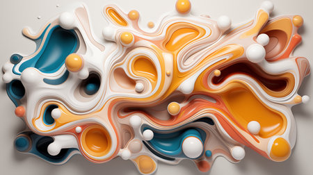 3d rendering of abstract background with liquid shapes. Colorful fluid art.の素材