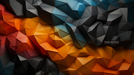 Orange Geometric Pattern Wallpaper: Abstract design featuring triangles and polygons in shades of orange, creating a futuristic and vibrant backdropの素材