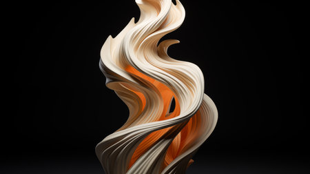 3d illustration, abstract background, beautiful waves, black and orangeの素材
