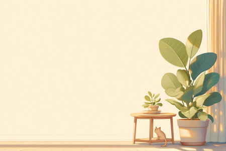 interior with plant and chair. 3d render illustration mock upの素材