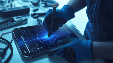 Medical doctor working with tablet computer. Healthcare and medical concept. 3D Renderingの素材