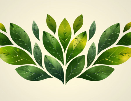 Eco background with green leaves. Vector illustration for your design.の素材