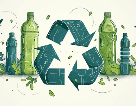 Recycling concept. Recycling symbol with plastic bottles. Vector illustration.の素材