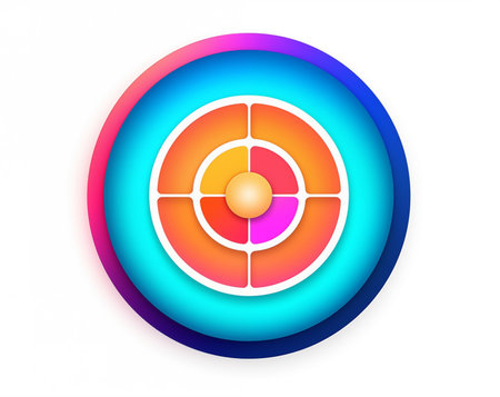 Colorful target icon on white background. 3d vector illustration.の素材