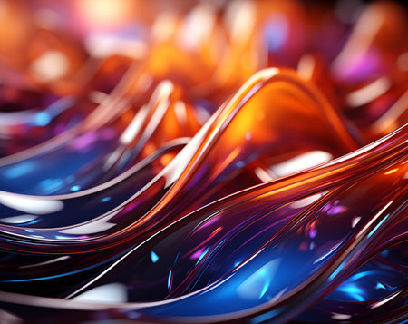 3d rendering of abstract fractal background with glowing wavy linesの素材