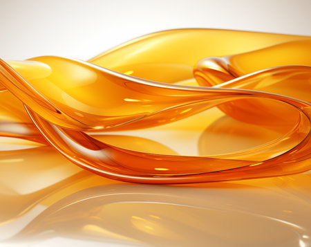abstract orange ribbon on a white background. 3d render illustrationの素材