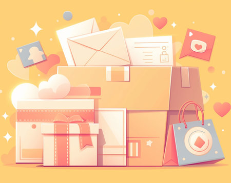 Flat design style illustration concept of online shopping, e-commerce, digital marketing.の素材