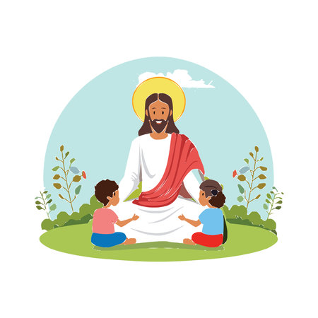 Beautiful and powerful Jesus Christ Art for printのイラスト素材