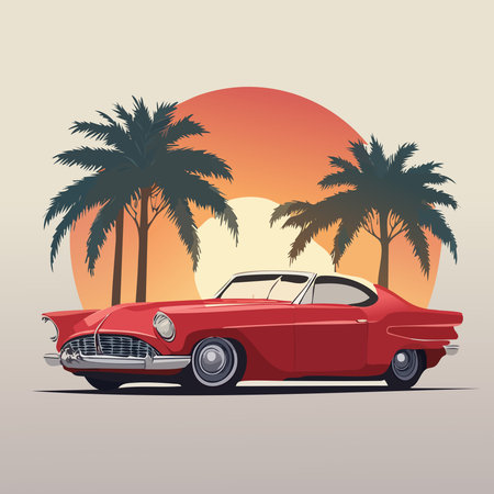 Stylish Car Vector Illustration. Retro, Sports, SUV, and Cute Cartoon Car Artのイラスト素材