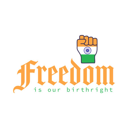 Indian Independence Day Vector with Ashoka Chakra and Patriotic Quoteのイラスト素材