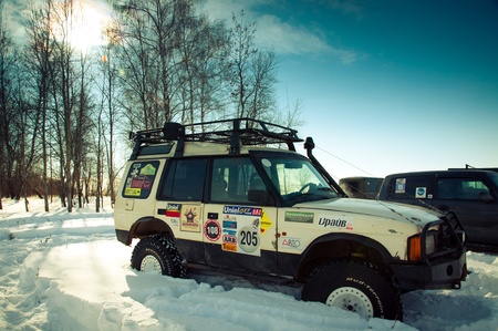 White suv Land Rover Discovery I. Mattrazz Trophy #18. February 19, 2011のeditorial素材