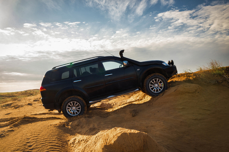 SUV Mitsubishi Pajero Sport, Kalmykia region, Russia. 04-22-2016のeditorial素材