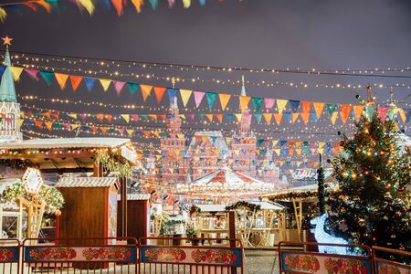 Moscow, Russia - December 29, 2018: Red Square and State Historical Museum of Russia. Winter Moscow before Christmas and New Year.のeditorial素材