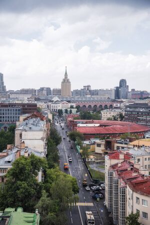 Moscow, Russia - July 20, 2018: Novoryazanskaya street and hotel Hilton Moscow Leningradskayaのeditorial素材