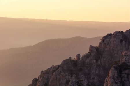 Clouds and rocks. Mountain range Demerdzhi, the Republic of Crimea.の写真素材