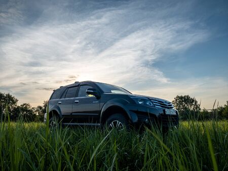 Moscow, Russia - May 24, 2019:  Black Chinese SUV Great Wall Hover H3