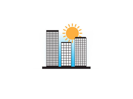 City with sun icon vectorのイラスト素材
