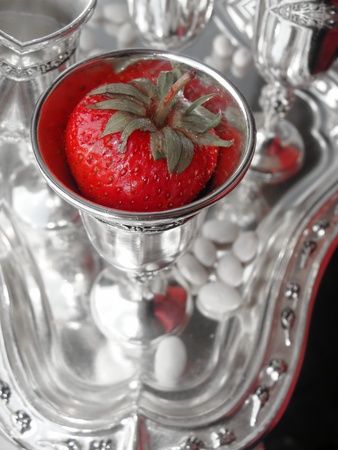 strawberries in a glassの写真素材