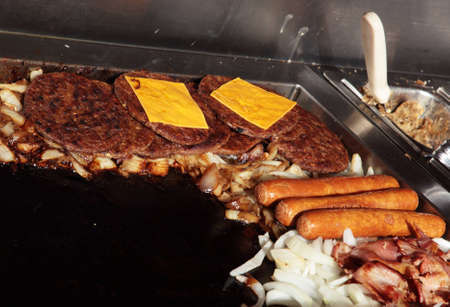 Fast food being cooked for saleの写真素材