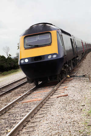 A commuter train approaching the cameraの写真素材