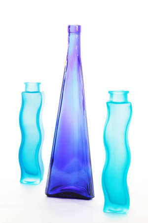 Blue/Turqoise vases isolated on whiteの写真素材