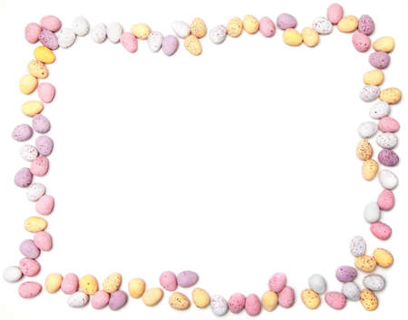 A border made of chocolate eggsの写真素材