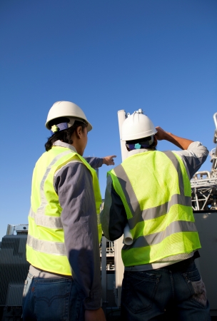 two engineer  discussion on location siteの写真素材