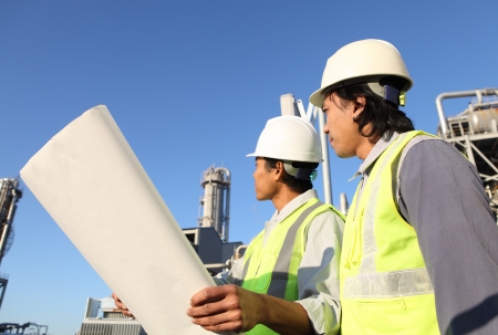 two engineer  discussion on location siteの写真素材