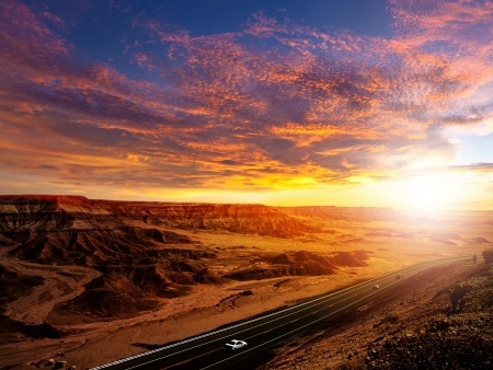 Sunset Roadの写真素材
