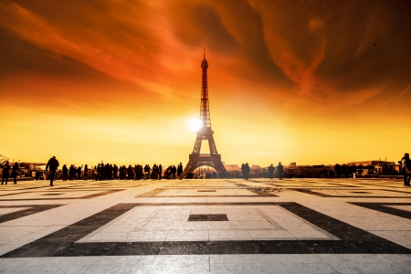 Paris Eiffel Tower during sunsetの写真素材