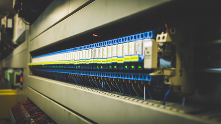 Colorful Wires PLC Cable in Control Panel Systemの写真素材