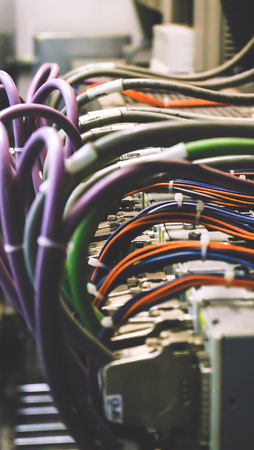 Colorful Wires PLC Cable in Control Panel Systemの写真素材
